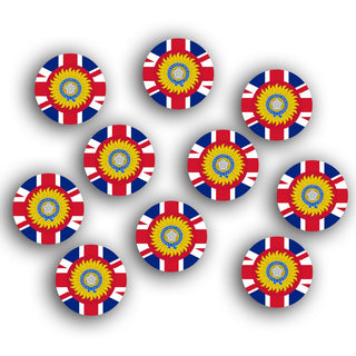 British Raj Custom Flag 1887–1947 Acrylic Roundel Tokens (Set of 10) | 18mm Faction Markers - Combat Miniatures