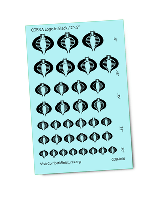Cobra Command Silhouette in Black Water Slide Decals, .2"w - .5"w - Combat Miniatures