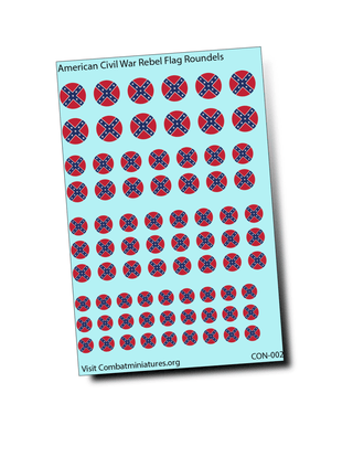 Confederate States of America Battle Flag Roundel Water Slide Decals - Combat Miniatures