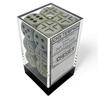 Cube 16mm Opaque WW2 German Dark Grey/black D6 (x12) - Combat Miniatures
