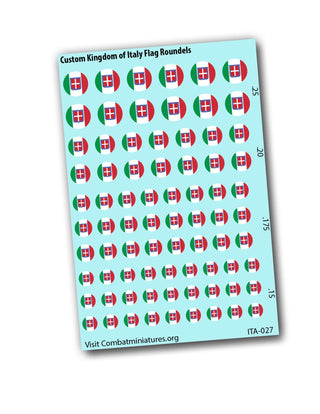 Custom Kingdom of Italy (1861-1946) Flag Roundels Water Slide Decals - Combat Miniatures