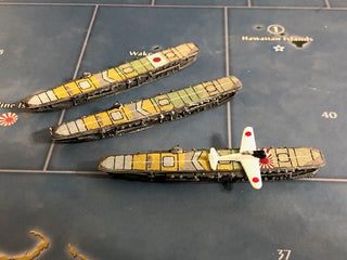 Custom Painted Historical Board Gaming Japanese Aircraft Carriers 3-Pack | WWII Carrier Miniatures - Combat Miniatures