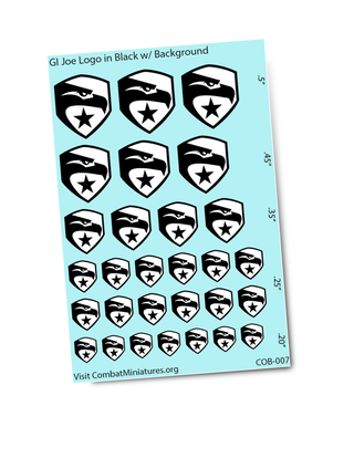 GI Joe Silhouette Logo in Black Water w/ White Background Slide Decals - Combat Miniatures