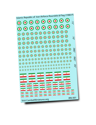 Islamic Republic of Iran Flag and Airforce Roundels (1980-P) Water Slide Decals