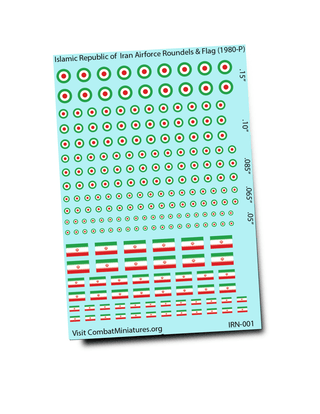 Islamic Republic of Iran Flag and Airforce Roundels (1980 - P) Water Slide Decals - Combat Miniatures