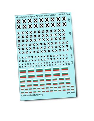 Kingdom of Bulgaria Aircraft Markings and Flags Water Slide Decals - Combat Miniatures