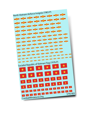 N. Vietnam Airforce Insignia (1965 - P) & Socialist Rep. of Vietnam Flag (1976 - P) Decals - Combat Miniatures