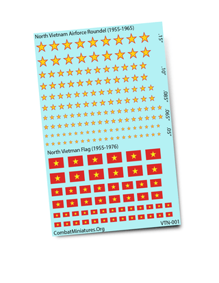 N. Vietnam Airforce Roundel (1955 - 1965) & N. Vietnam Flag (1976 - P) Decals - Combat Miniatures