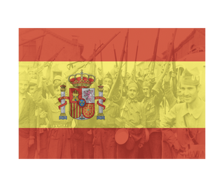 Spanish Civil War Nationalist Flag w/ Image Combat Label