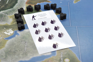 Oil Resource Stickers & 3D Printed Oil Barrel Markers (10 Pack) | Peel & Stick Vinyl - Combat Miniatures