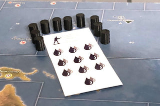 Oil Resource Stickers & 3D Printed Single Oil Barrel Markers (10 Pack) | Peel & Stick Vinyl - Combat Miniatures