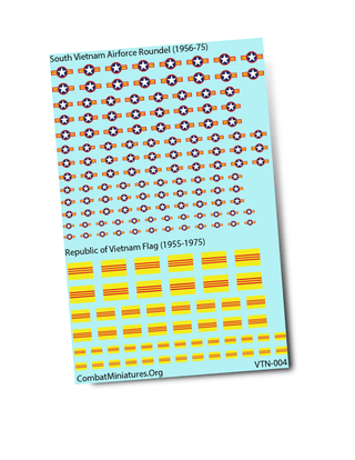 S. Vietnam Airforce Roundel (1956 - 75) & Republic of Vietnam Flag (1955 - 1975) Decals - Combat Miniatures