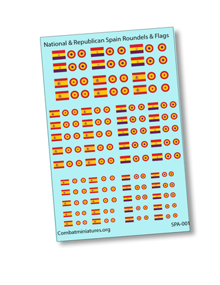 Spanish Civil War Flags & Roundels Waterslide Decals 2"x3" Card - Combat Miniatures