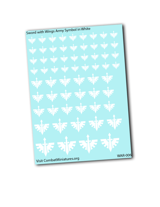 Sword with Wings Army Symbol in White Waterslide Decal - Combat Miniatures