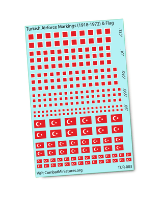 Turkish Airforce Markings (1918 - 1972) & Flags Water Slide Decal - Combat Miniatures