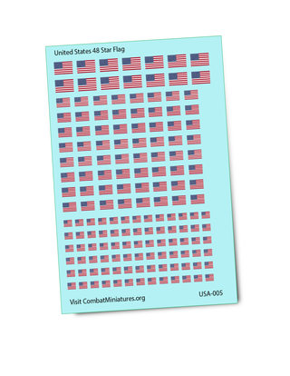 1/300-1/600 US 48 Star Flag Water Slide Decals