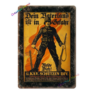 Vintage German Poster Metal Signs, 2 Sizes - Combat Miniatures