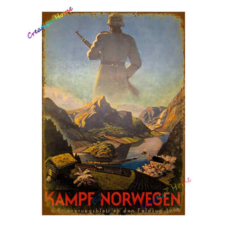 Vintage German Poster Metal Signs, 2 Sizes - Combat Miniatures