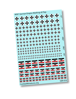 WW1 German Empire Markings & Flag Water Slide Decal - Combat Miniatures
