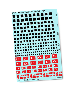 WW1 Ottoman Empire Markings & Flags Water Slide Decal - Combat Miniatures