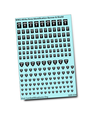 WW2 German Afrika Korp Identification Banner & Shield Water Slide Decal - Combat Miniatures