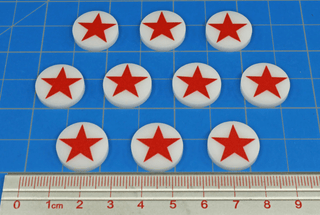 WWII Acrylic Faction Roundels, Russian Star in Red on White Acrylic (x10) - Combat Miniatures