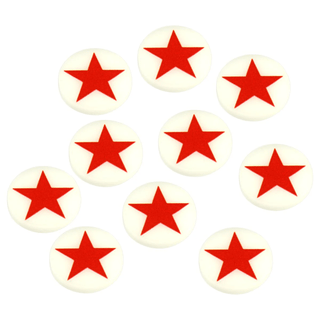 WWII Acrylic Faction Roundels, Russian Star in Red on White Acrylic (x10) - Combat Miniatures