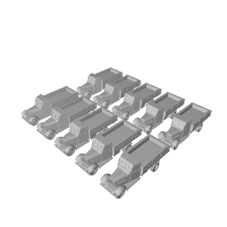 10pc 3D Printed Polish Fiat 621 Truck Open Back - Combat Miniatures