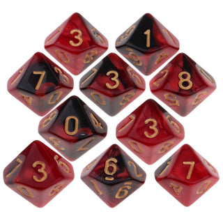 10pcs Double - colors D10 Multi - sided Dice Set - Combat Miniatures