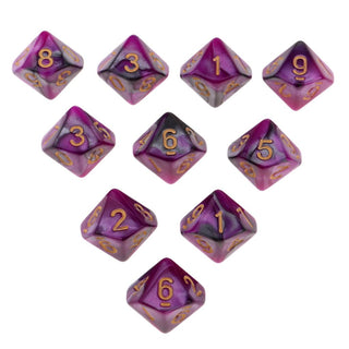 10pcs Double - colors D10 Multi - sided Dice Set - Combat Miniatures