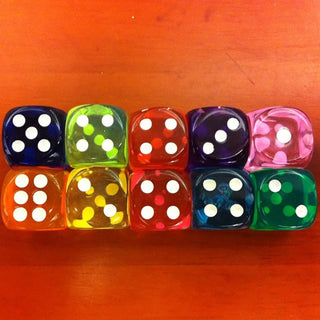 10PCS/Lot Dice Set 10 Colors High Quality Acrylic 6 Sided Transparent Dice For Club/Party/Family Games 14mm - Combat Miniatures