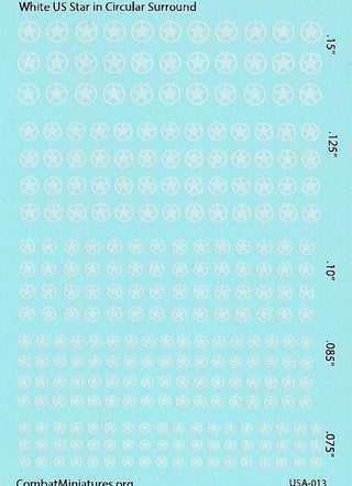 1/285 White US Star in Circle Water Slide Decals - Combat Miniatures