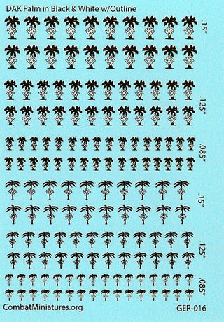 1/285 WW2 German DAK Palm in Black & White w/ Outline Water Slide Decal - Combat Miniatures