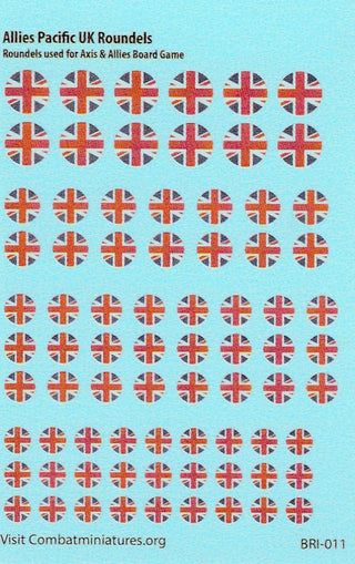 1/300 - 1/600 Allies Pacific UK Roundel Water Slide Decals - Combat Miniatures