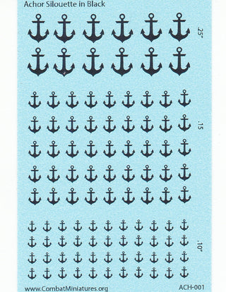 1/300 - 1/600 Anchor Silhouette in Black Water Slide Decals - Combat Miniatures