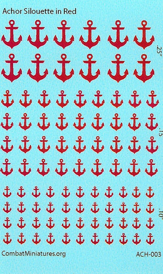 1/300 - 1/600 Anchor Silhouette in Red Water Slide Decals - Combat Miniatures