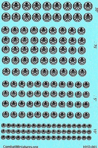 1/300 - 1/600 HYDRA logo in Black w/ White Background Slide Decals - Combat Miniatures