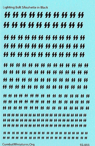 1/300 - 1/600 Lighting Bolt Silhouette in Black Waterslide Decals - Combat Miniatures