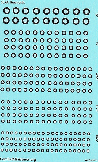 1/300 - 1/600 South East Asia Command Aircraft Roundels Water Slide Decals - Combat Miniatures