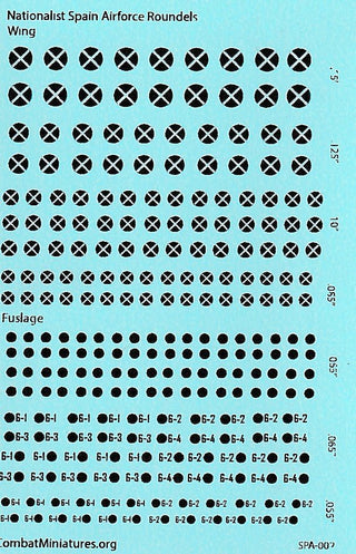 1/300 - 1/600 Spanish Nationalist Airforce Roundels Water Slide Decals - Combat Miniatures