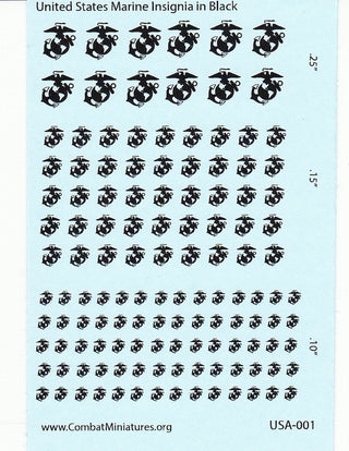 1/300 - 1/600 United States Marine Logo in Black Water Slide Decals - Combat Miniatures