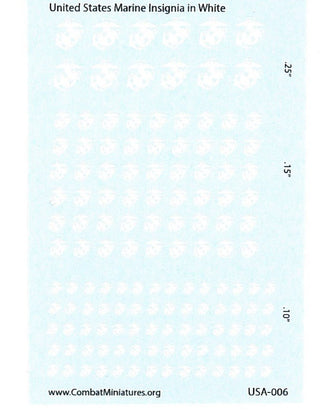 1/300 - 1/600 United States Marine Logo in White Water Slide Decals - Combat Miniatures
