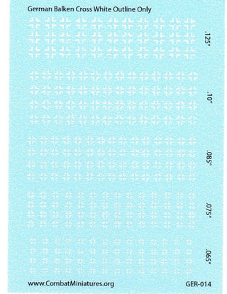 1/300 - 1/600 WW2 German Balken Cross White Outline Water Slide Decals - Combat Miniatures