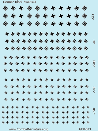 1/300 - 1/600 WW2 German Black Swastika Water Slide Decals - Combat Miniatures