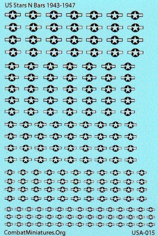 1/600 US Stars N Bars 1943 - 1947 Water Slide Decals - Combat Miniatures