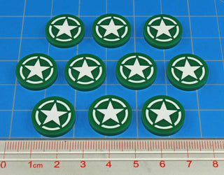 20pc WWII Tokens, American Army Green Roundel - Combat Miniatures
