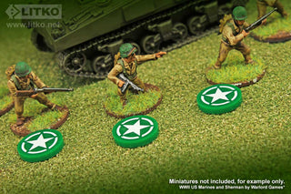 20pc WWII Tokens, American Army Green Roundel - Combat Miniatures