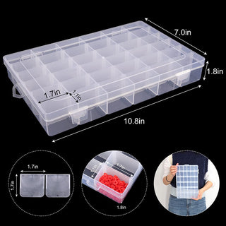 24/36 Grids Plastic Organizer Box Craft Organizer Storage with Adjustable Dividers - Combat Miniatures