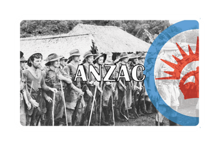 3.5" x 5.5 ANZAC Roundel Combat Label with Title (2 Variations) - Combat Miniatures