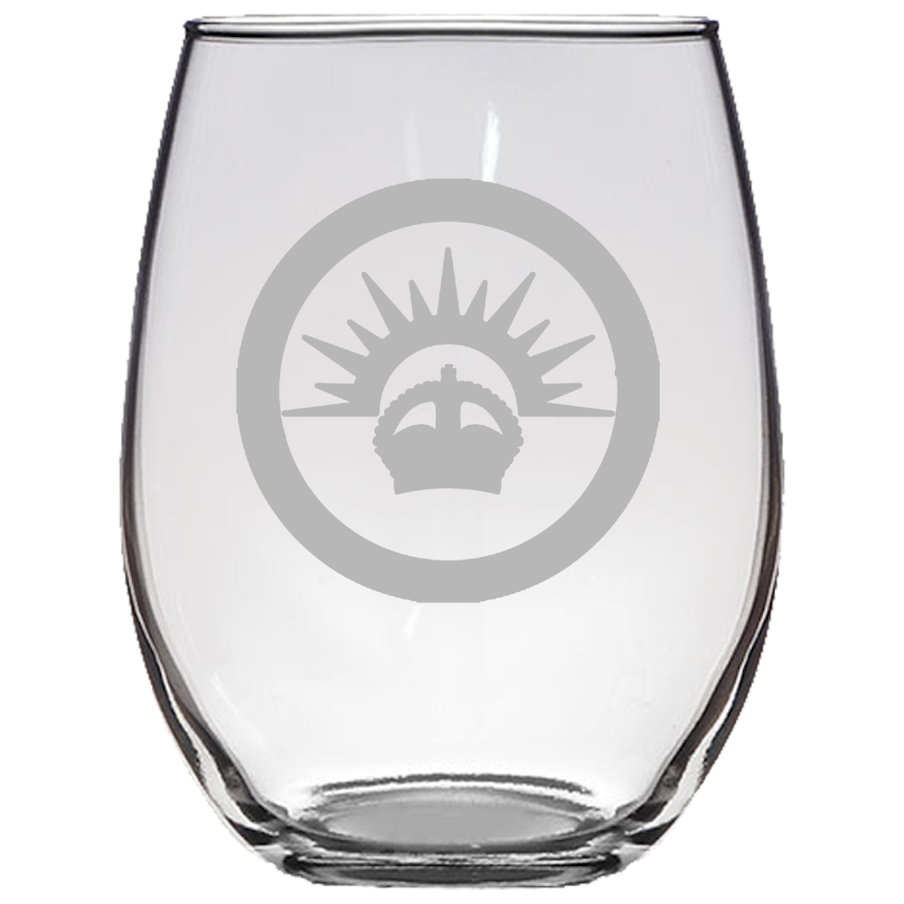 ANZAC Roundel Stemless Wine Glass Laser Etched No Colored Art